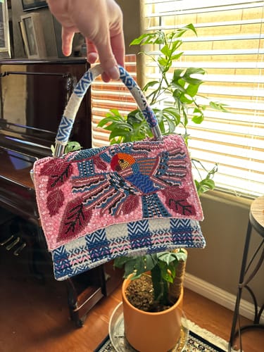 Customer photo review of Parrot Palette Foliage Top Handle Bag