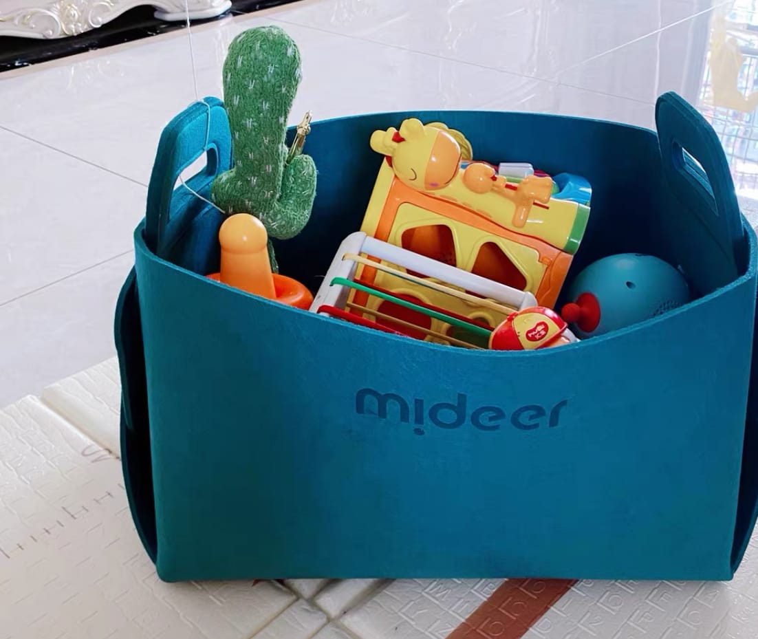 Customer photo review of Mideer Large Fodable Toy Storage Bag: Beige