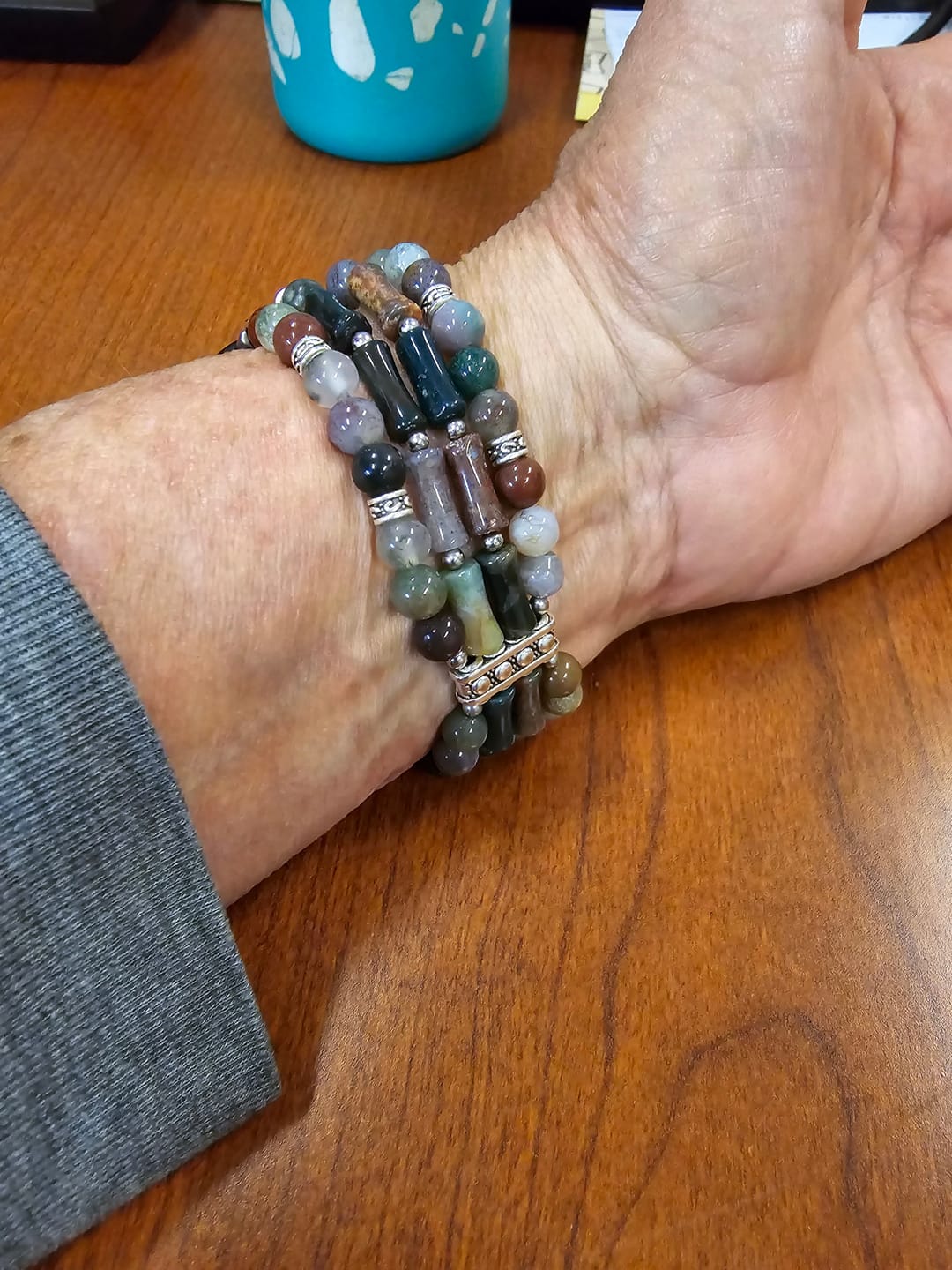 Customer photo review of Vintage Agate Stretch Apple Watch Strap