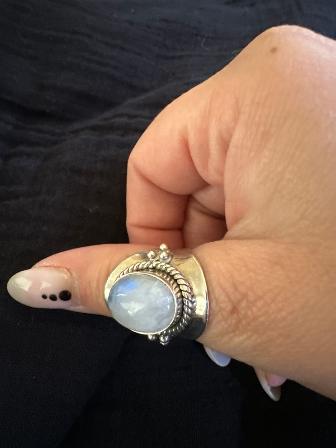 Customer photo review of Larimar Sterling Silver Boho Ring for Women