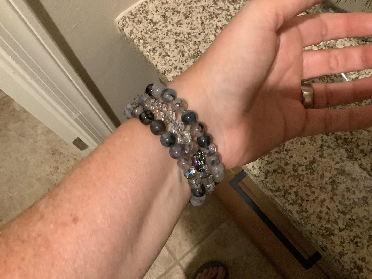 Customer photo review of Labradorite Crystal Stretch Apple Watch Strap