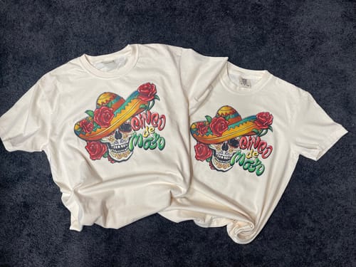 Customer photo review of Cinco De Mayo Skull 3 DTF Transfer