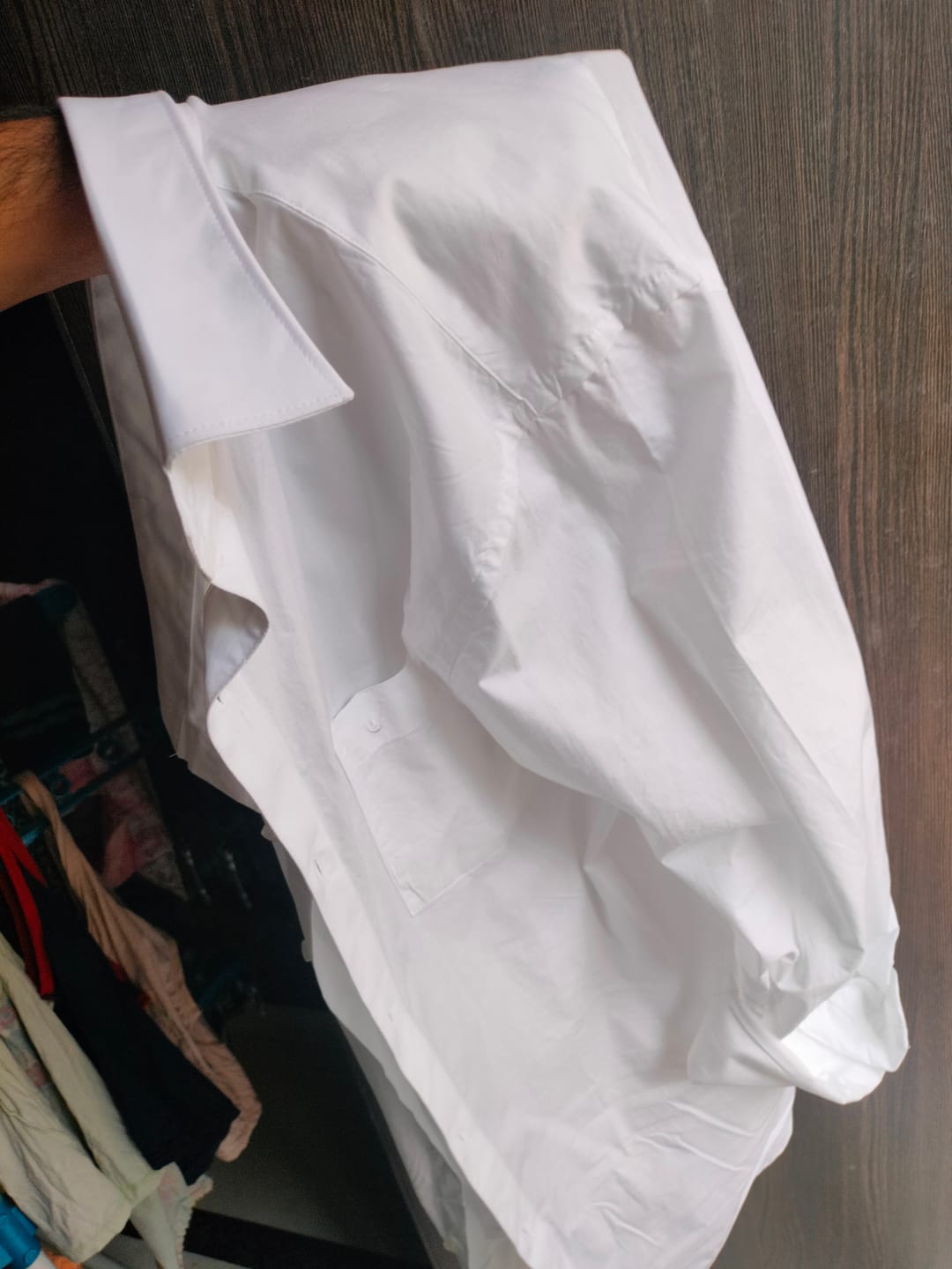 Customer photo review of Uathayam Minister Cotton Formal White Shirt For Men
