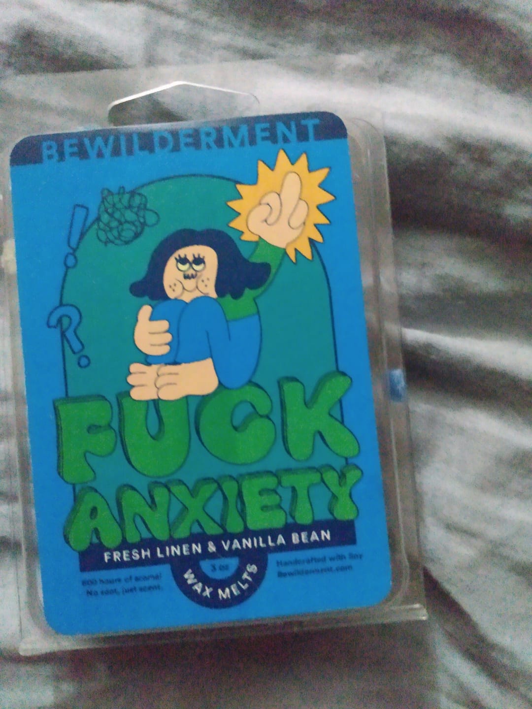 Customer photo review of F*ck Anxiety Wax Melts