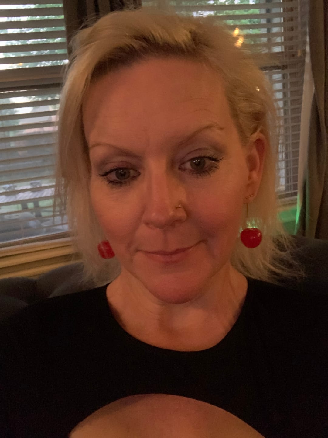 Customer photo review of 18K Gold-Filled Cherry Earrings