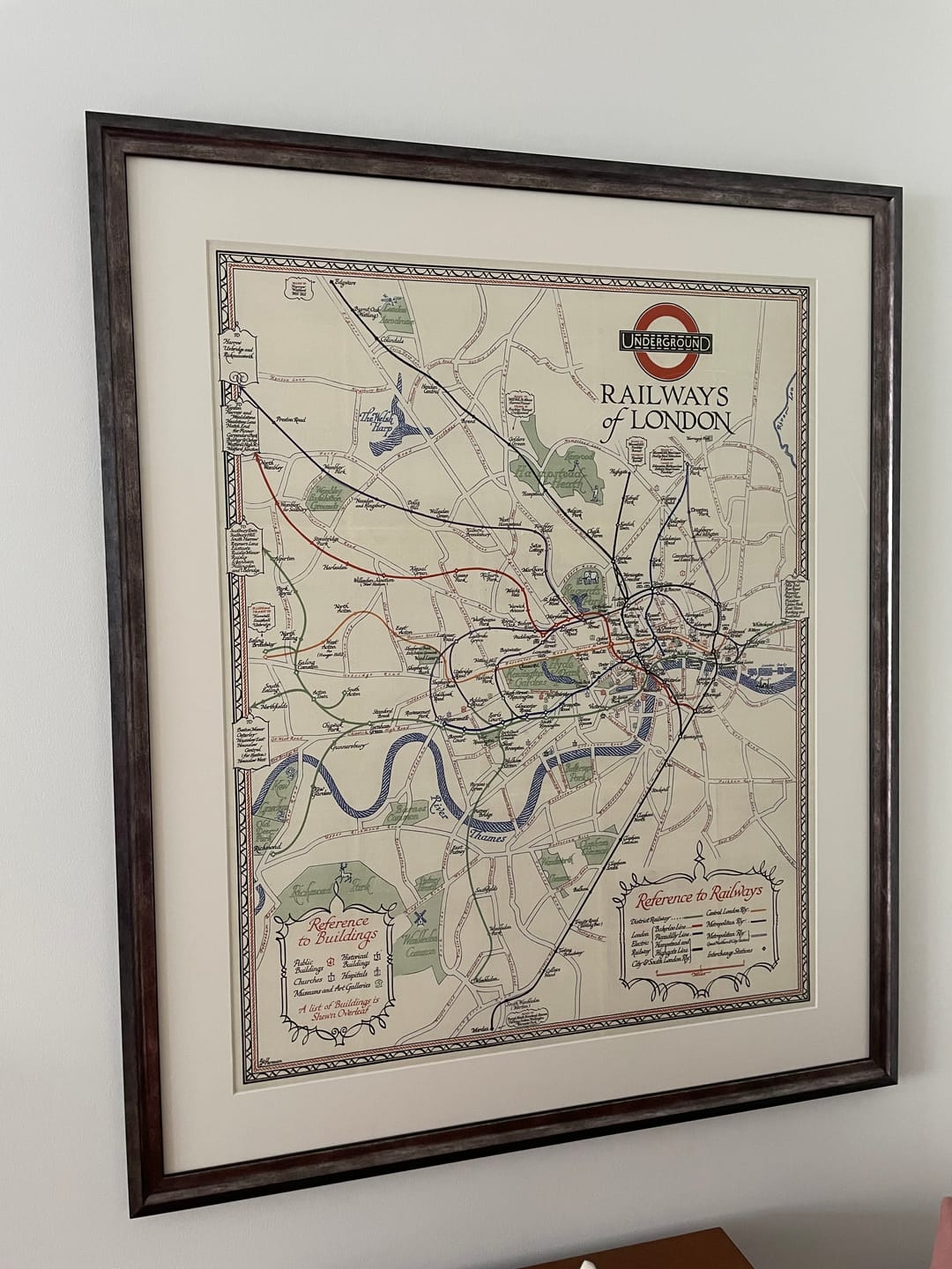 Customer photo review of Rare Old London Underground Tube Map, 1928 - Covent Garden, Piccadilly Circus, Central & District Line