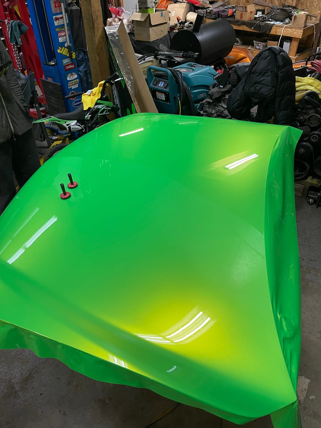 Customer photo review of Candy Metallic Neon Green vinyl wrap