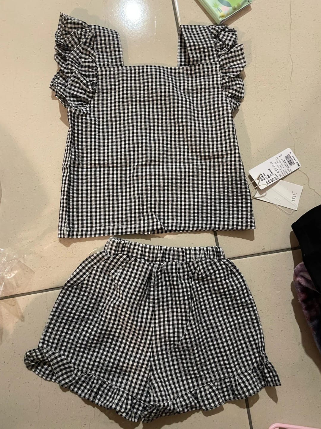 Customer photo review of Plaid Ruffle Shorts Set