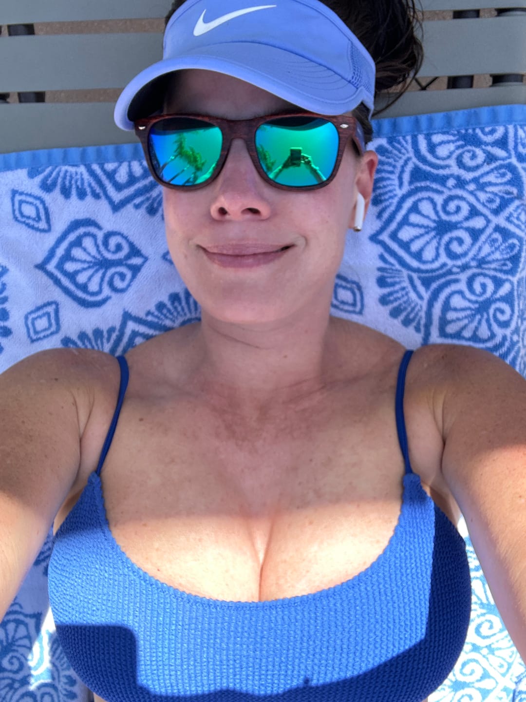Customer photo review of Maggie Crinkle Knot Top - Cobalt Crinkle