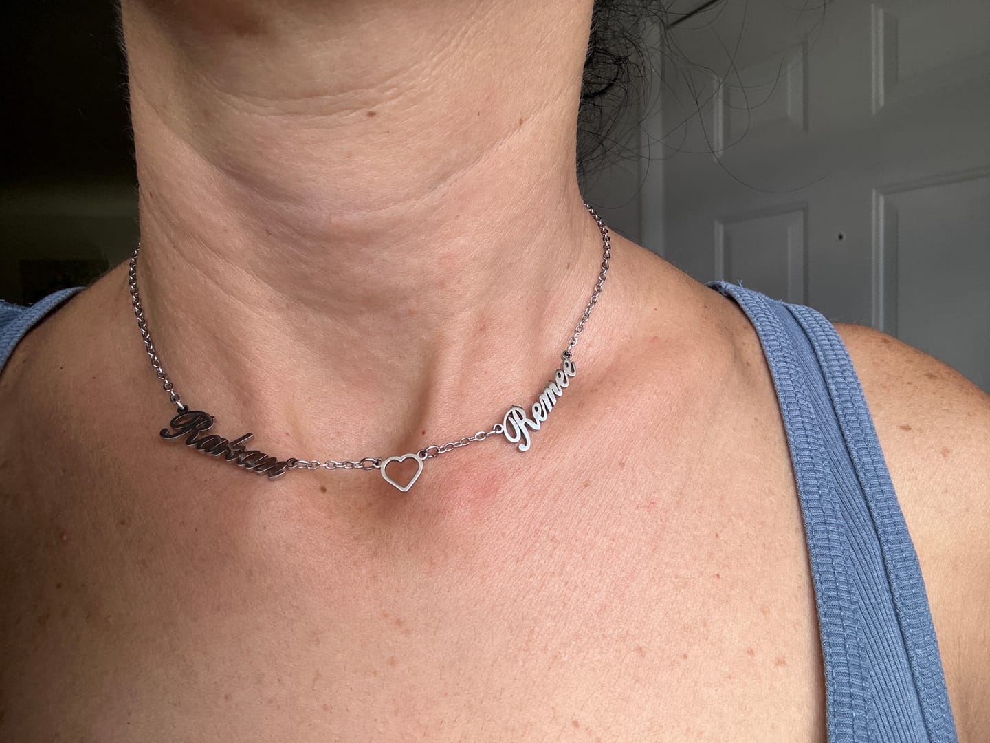 Customer photo review of Heart & Names Custom Necklace