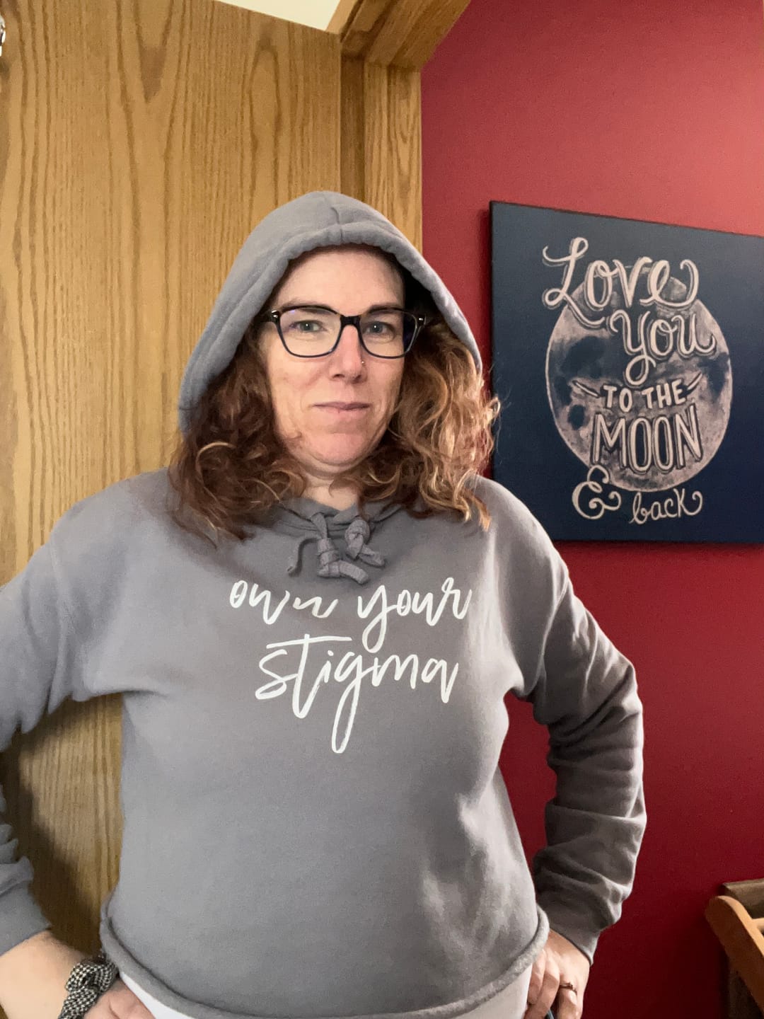 Customer photo review of Own Your Stigma Crop Hoodie