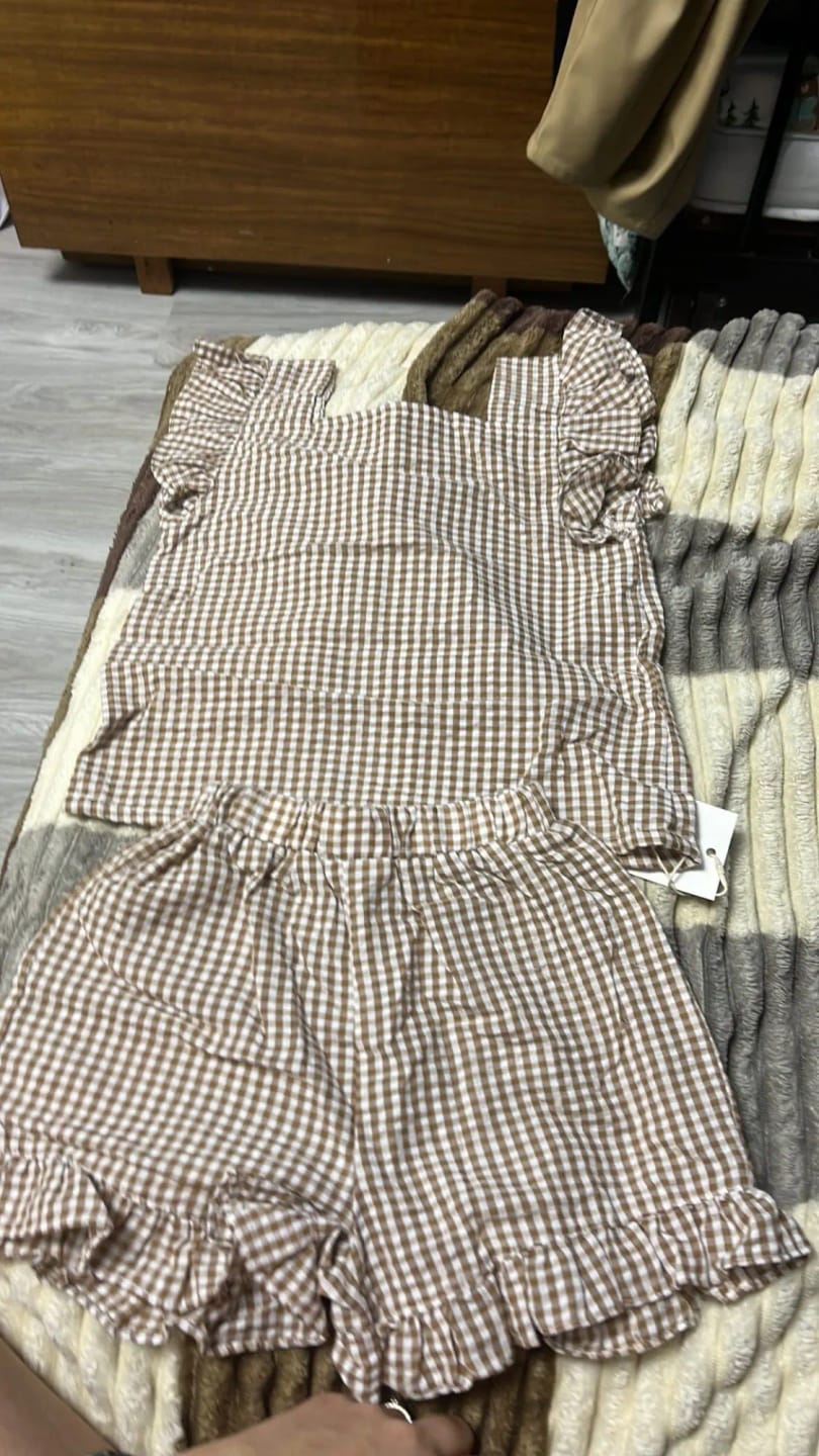 Customer photo review of Plaid Ruffle Shorts Set