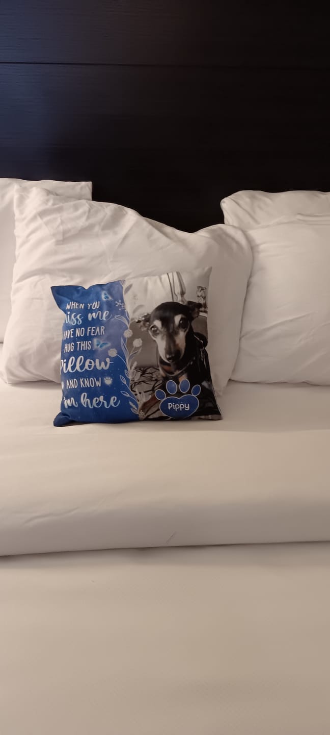 Customer photo review of Custom Photo My Love For You Is Always Here - Memorial Personalized Custom Pillow - Sympathy Gift, Gift For Pet Owners, Pet Lovers