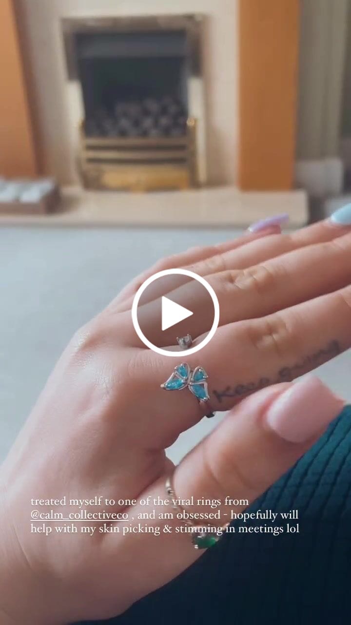 Customer video review of blue butterfly spinning anxiety ring