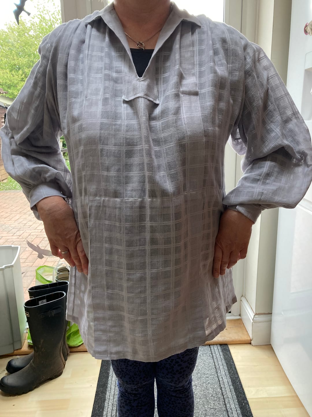 Customer photo review of Grey Checkered Muslin Fabric