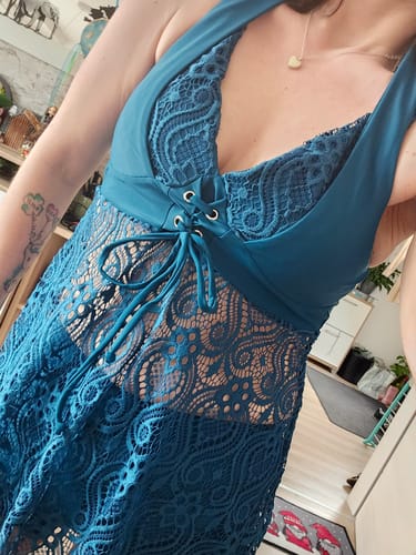 Customer photo review of Einfarbiger Tankini-Anzug aus genähter Spitze