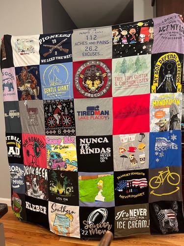 T-shirt quilt featuring hockey knights by Jennifer from NY