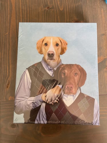 Customer photo review of Step-Doggos: Personalized 2 Pet Canvas