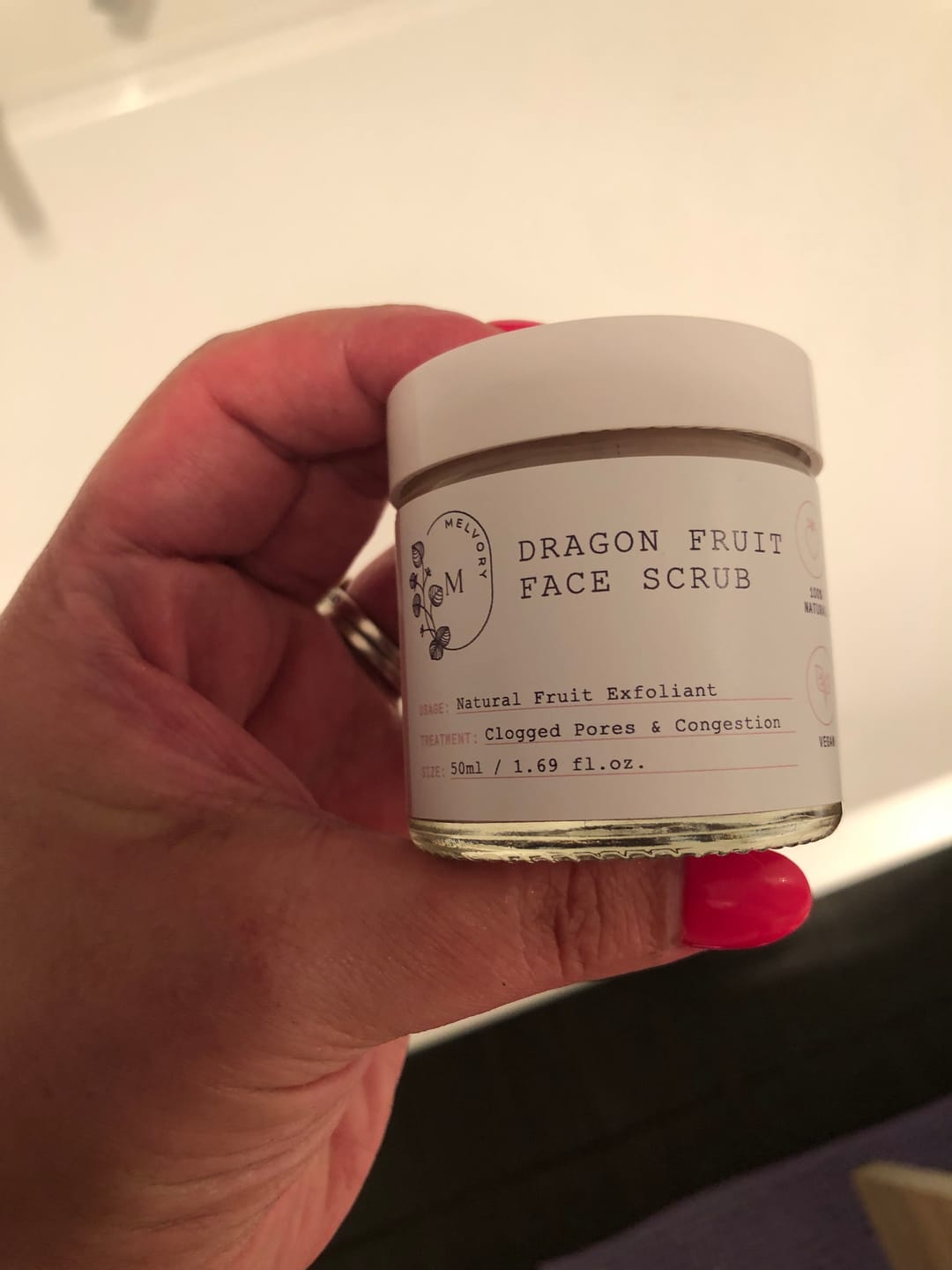 Customer photo review of Dragonfruit Face Scrub