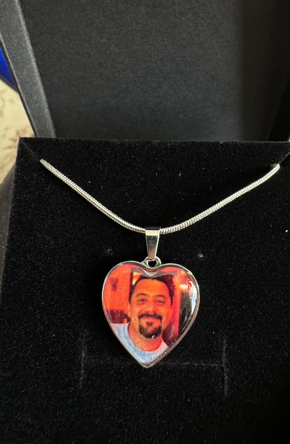 Customer photo review of Photo Engraved Necklace Memorial Gift