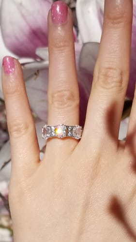Customer photo review of 3-Stone Art Deco Oval CZ Ring in Sterling Silver 2.1ct