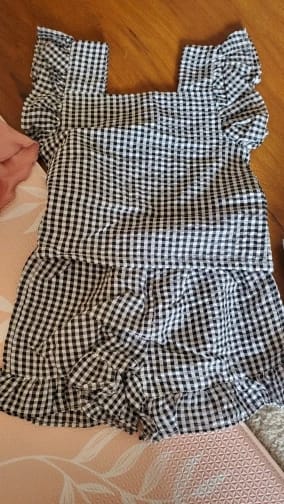 Customer photo review of Plaid Ruffle Shorts Set