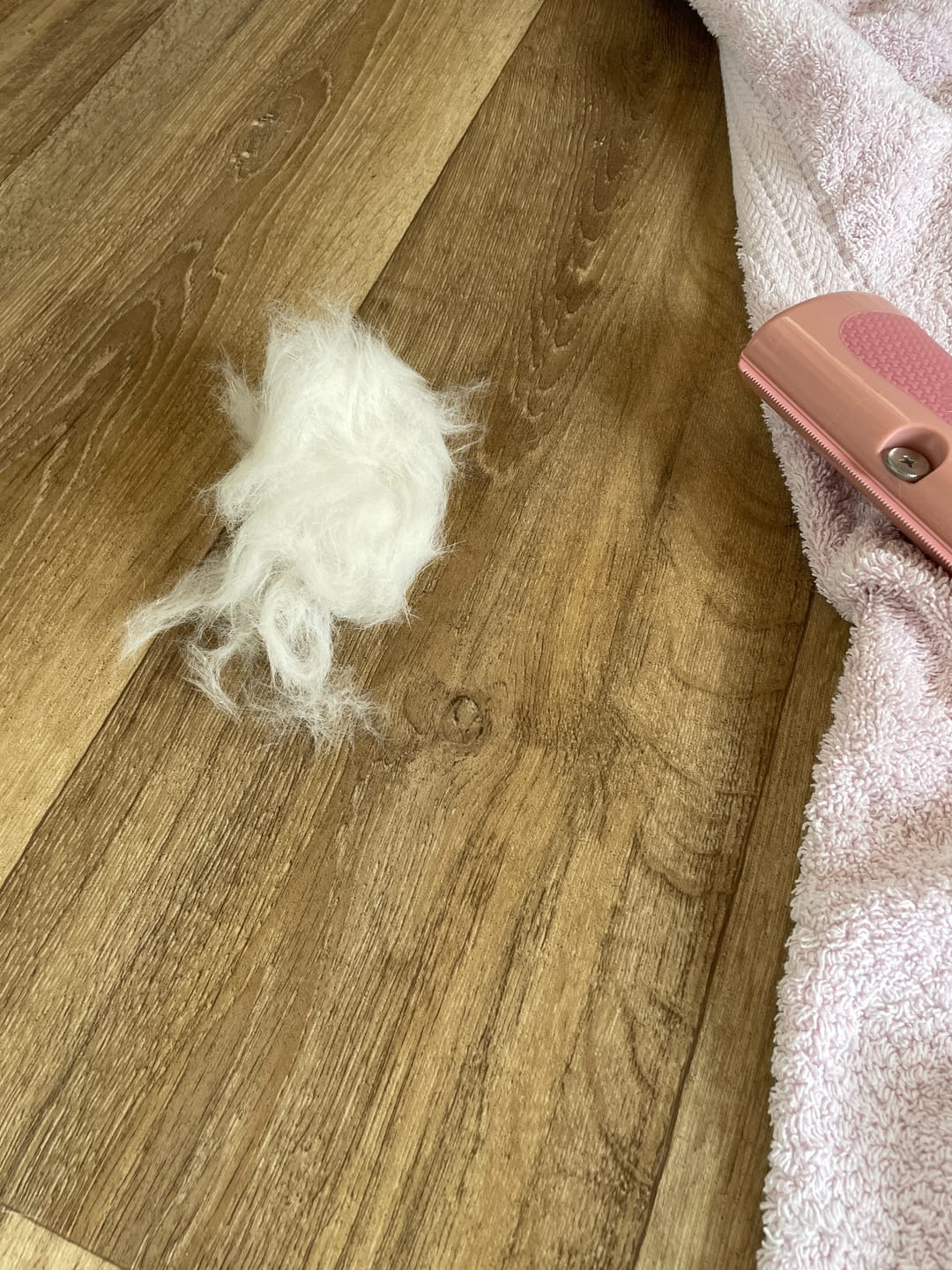 Customer photo review of BullyBillows Complete Animal Deshedding Kit - Pink