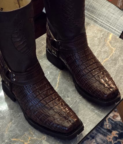 Customer photo review of Men's Caiman Tail Motorcycle Boots