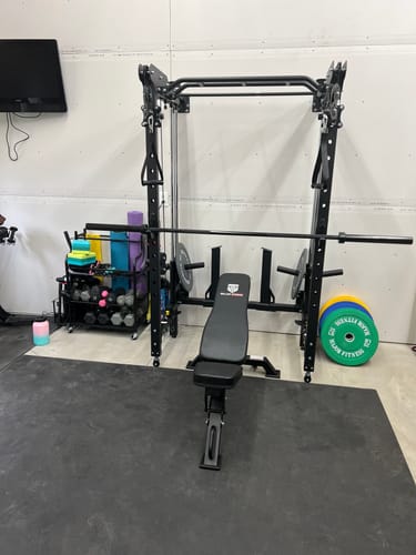 Customer photo review of Major Fitness F35 All-In-One Home Gym Wall-Mount Folding Power Rack