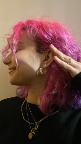 Customer photo review of Adorned Pearl Hoop Earrings