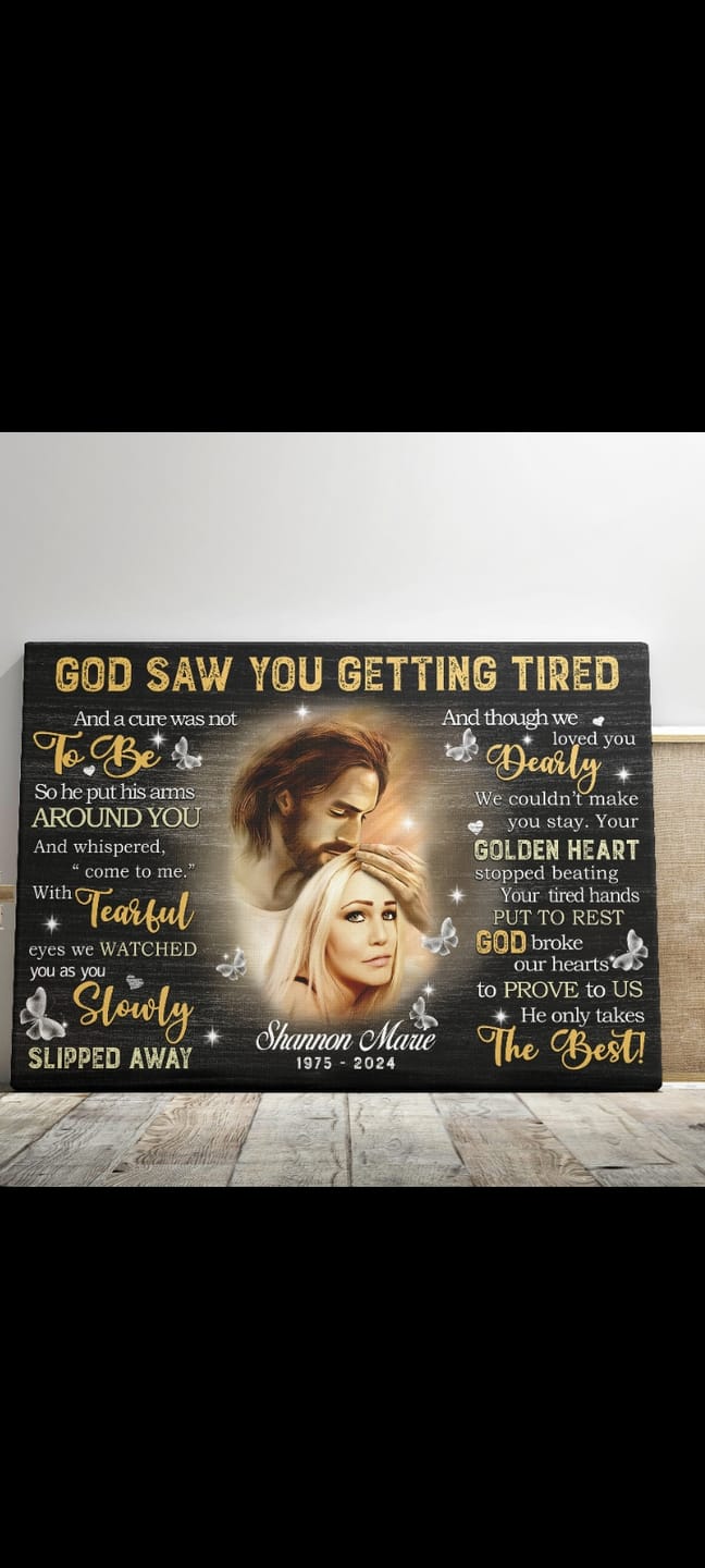 Customer photo review of Personalized Canvas Prints, Custom Photo, Sympathy Gifts, Remembrance Gifts, Loss Mom Memorial, God Saw You Are Getting Tired Dem Canvas