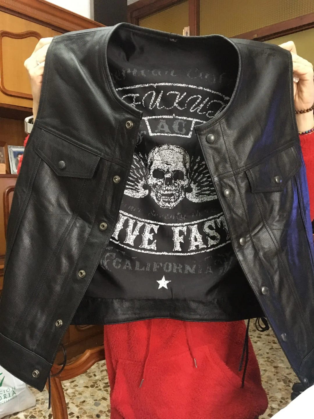 Customer photo review of Leather Motorcycle Laced Vest