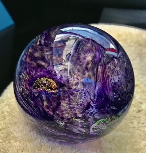 Customer photo review of Dichroic Explosion Orb with Cremation Ash