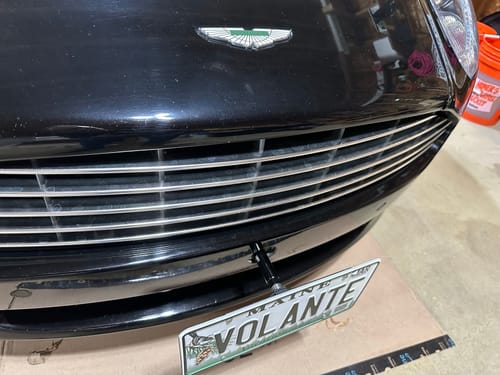 Customer photo review of 2005-12 Aston Martin DB9 Tow Hook License Plate Mount Bracket