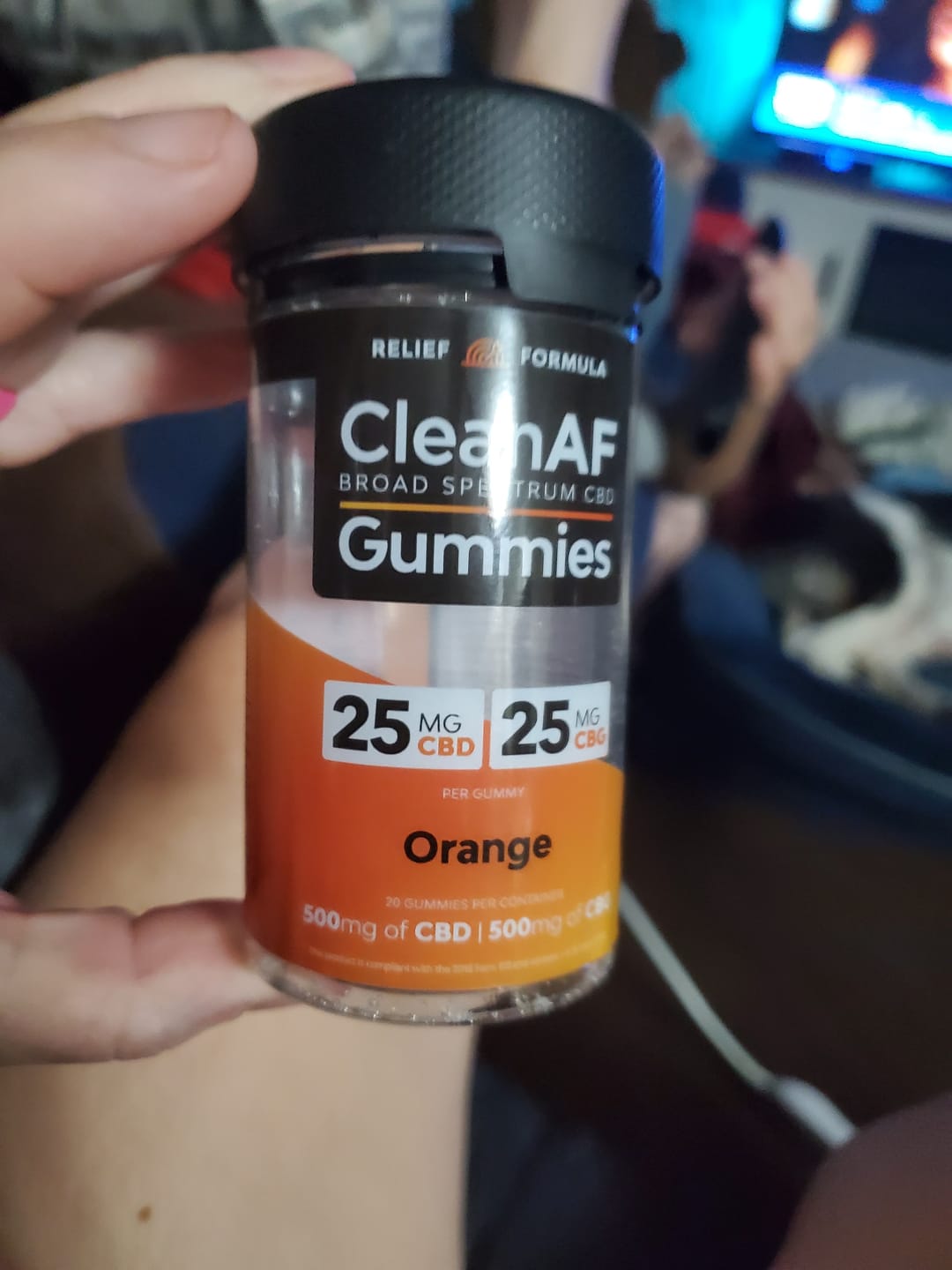 Customer photo review of Orange CBD + CBG Gummies for Relief