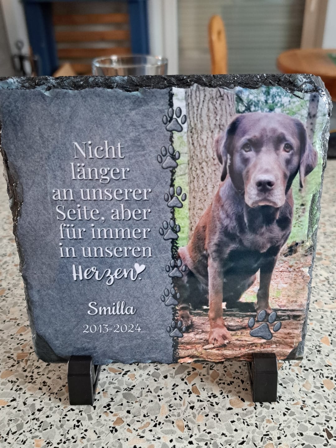 Customer photo review of Für immer im Herzen - Individuelle Schieferplatte