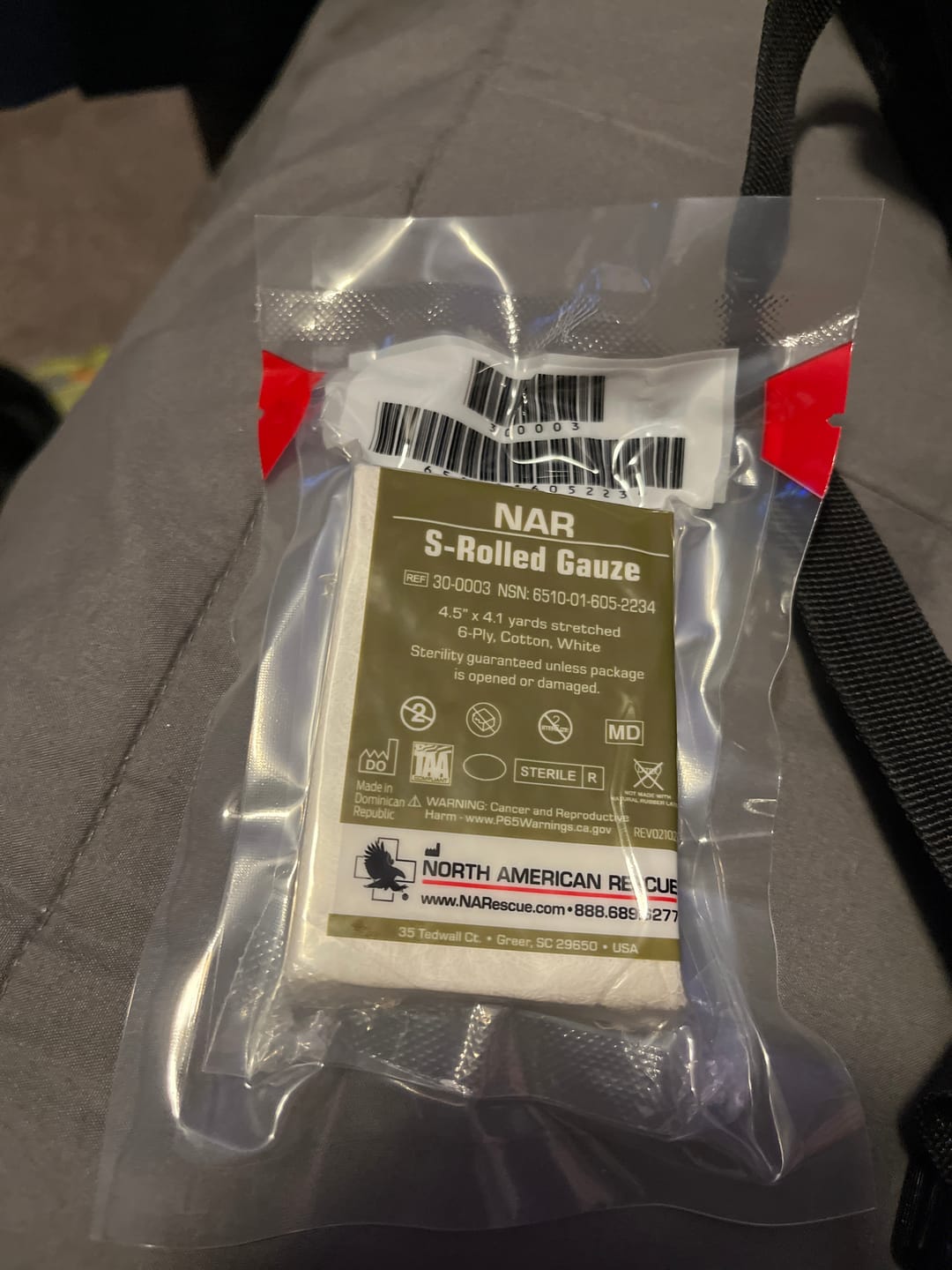 Customer photo review of 4.5" S-Rolled Gauze | North American Rescue