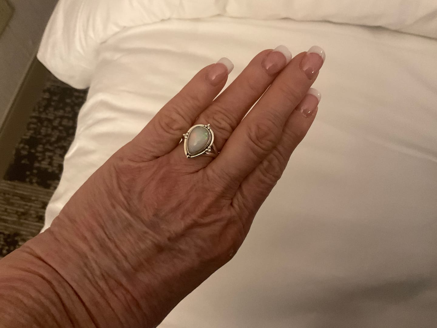 Customer photo review of Opal Teardrop Ring Sterling Silver