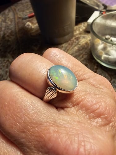 Customer photo review of Opal Leaf Ring Sterling Silver