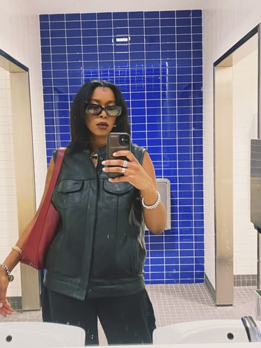 Customer photo review of UV Protection Black-Brown Square Sunglasses