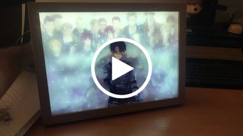 Customer video review of A O T Series LED Light Painting Anime Photo Frame Wall Art