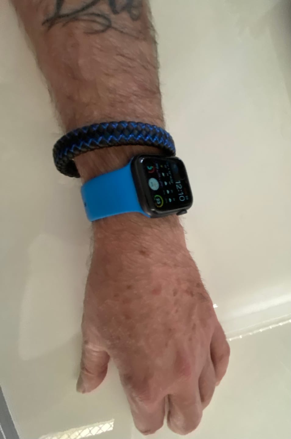 Customer photo review of Black & Blue Personalised Braided Leather Bracelet for Men