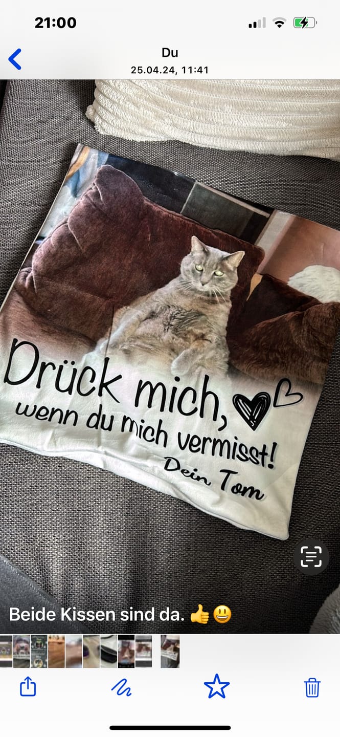 Customer photo review of Wenn du mich vermisst - Paar-Kissen