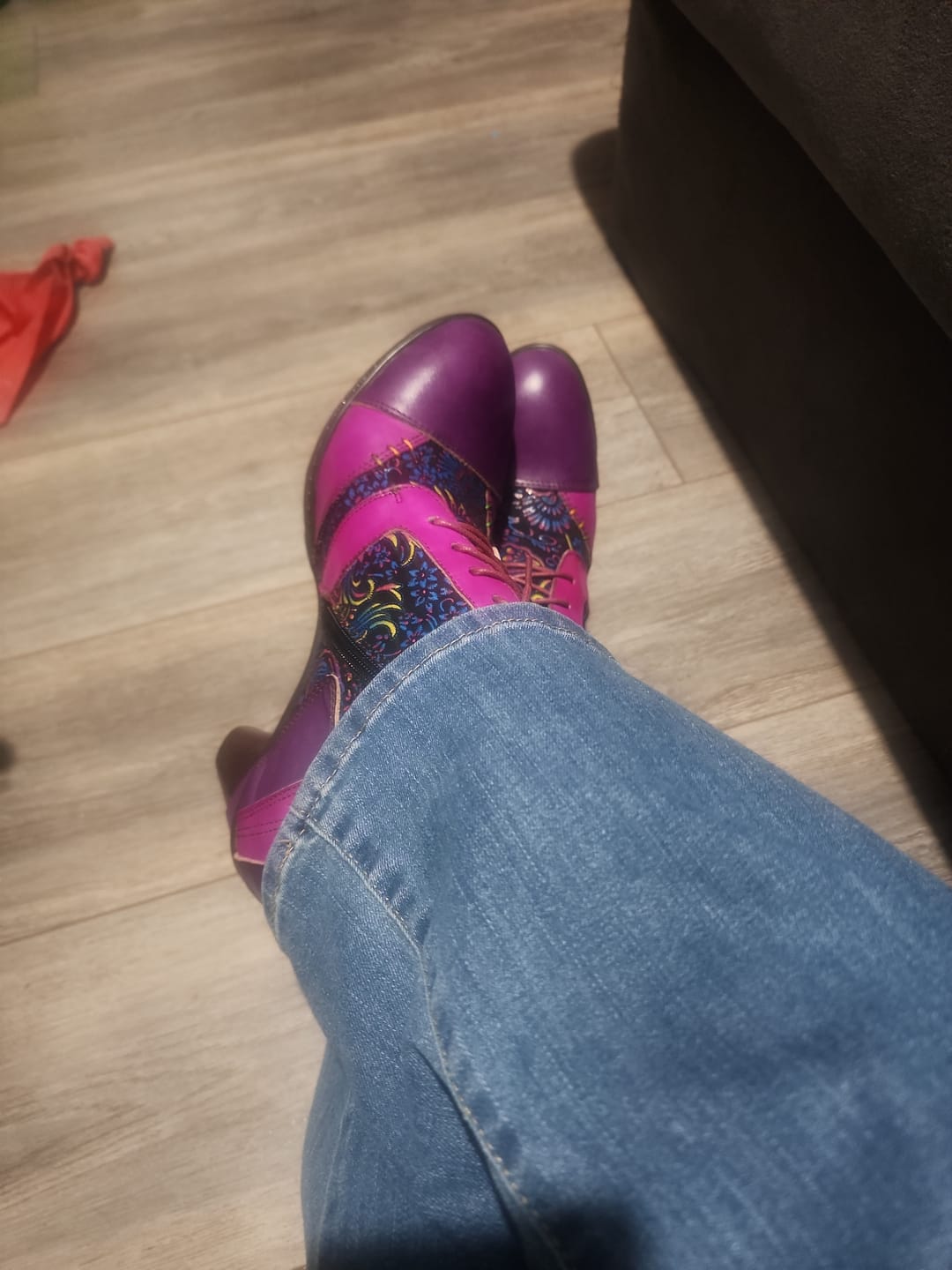 Customer photo review of Retro Handmade Leather Patchwork Ankle Boots