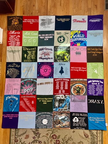 T-shirt quilt from hill creek high school by Sandra from GA