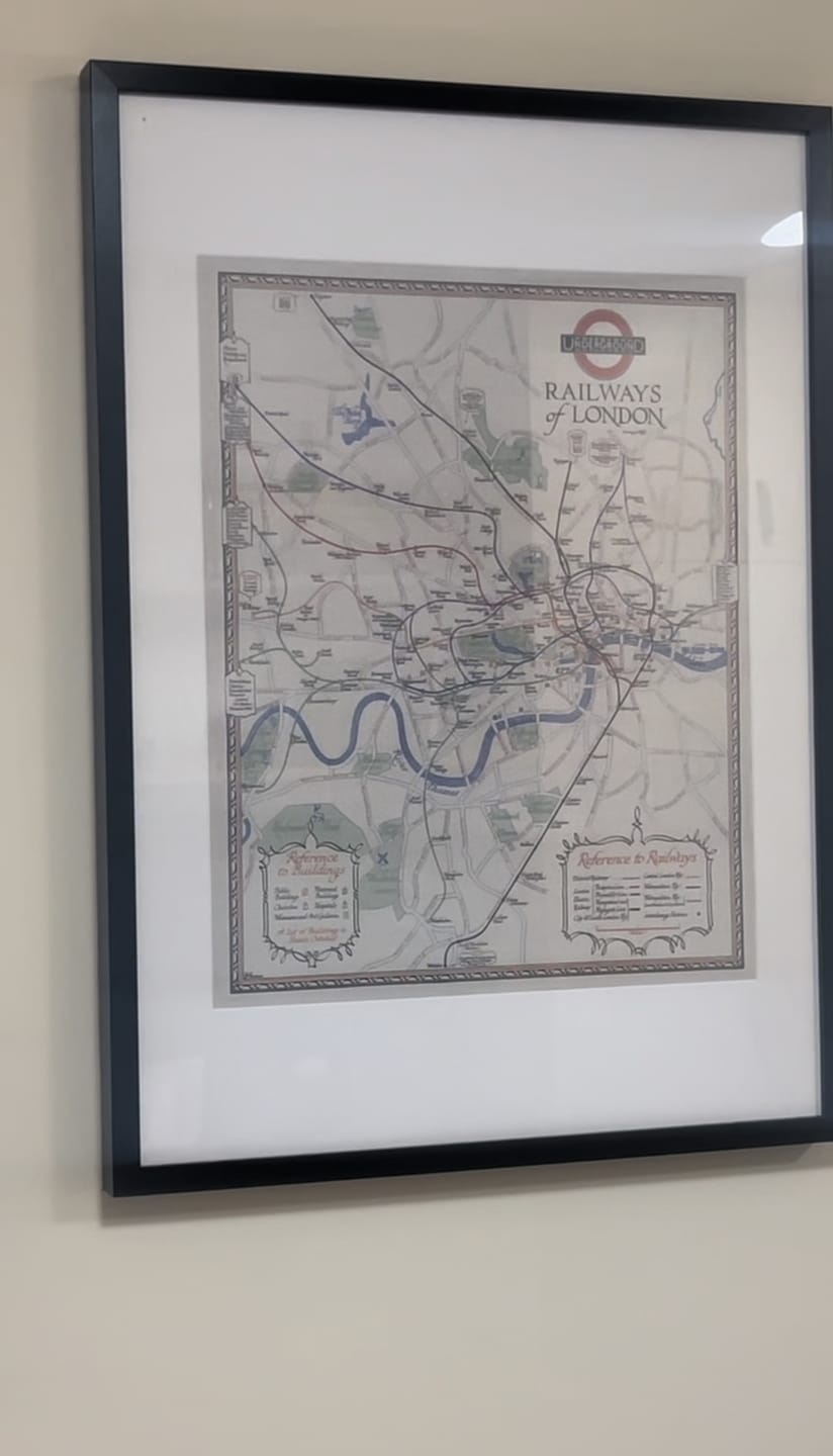 Customer photo review of Rare Old London Underground Tube Map, 1928 - Covent Garden, Piccadilly Circus, Central & District Line