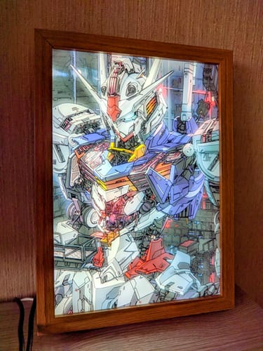 Customer photo review of Gundam Custom Light Painting Lamp Light-Up Table Lamp Artwork