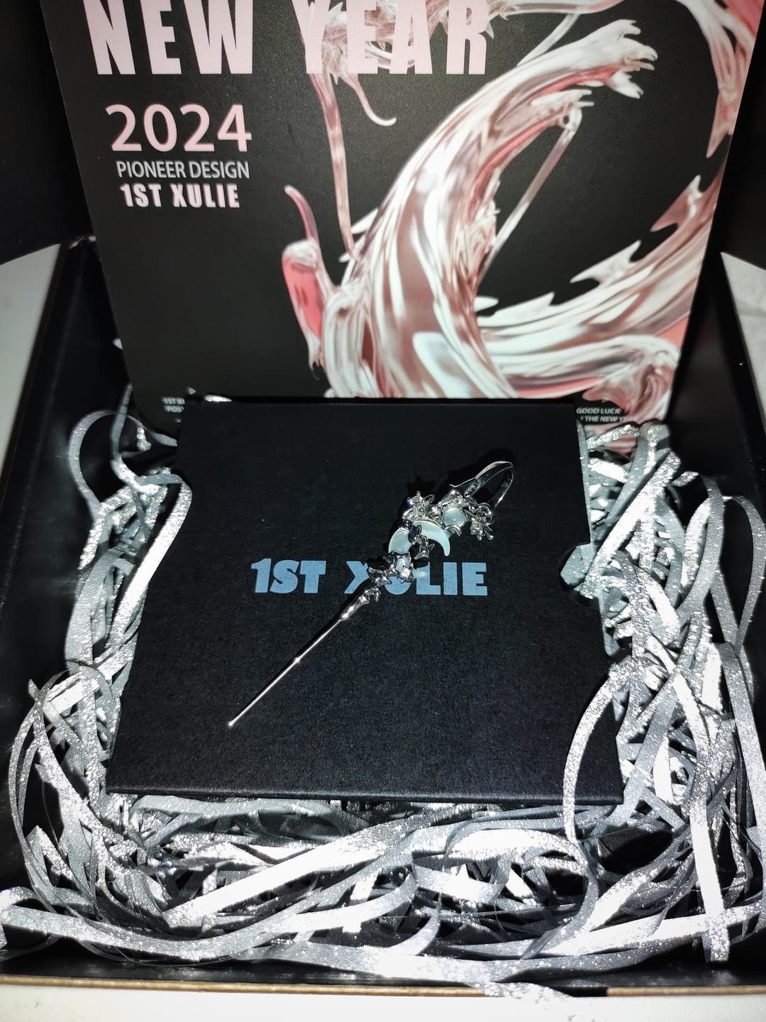 Customer photo review of "MYTH OF THE MOON" 925 Sterling Silver Statement Celestial Moon Dangle Needle Piercing Earring