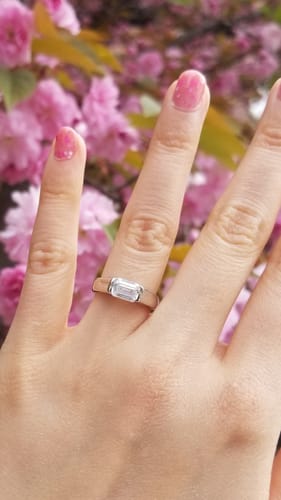 Customer photo review of East-West Solitaire 1ct Bezel CZ Ring in Sterling Silver