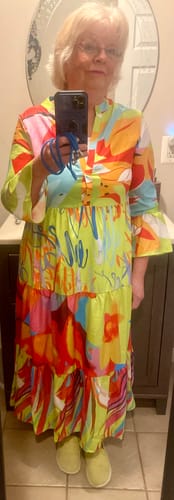 Customer photo review of Flared Sleeve Printed Dress